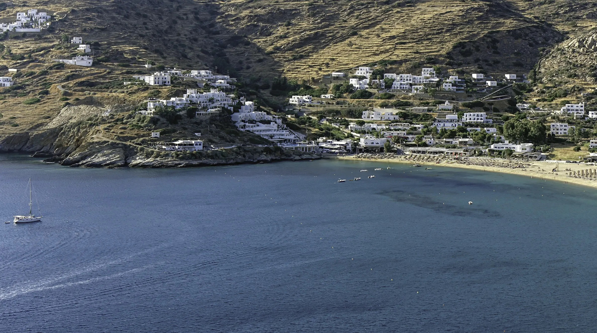 Aerial view of a beach on Ios