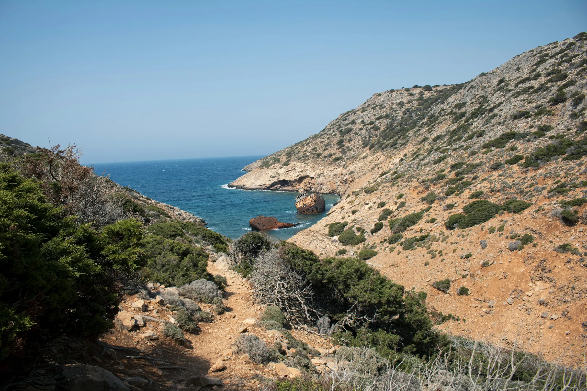 The bay of the Olympia shipwreck, Amorgos